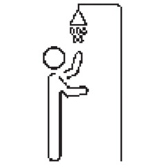 shower pixel icon, 8-bit. Isolated vector illustration.