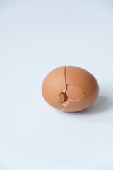 Broken egg shell isolated on white background
