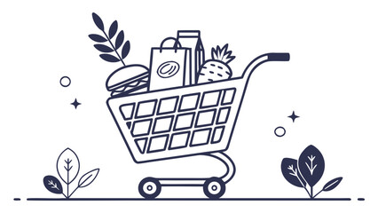 Shopping cart filled with groceries and plants grocery © MST RABEYA BEGUM