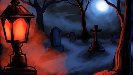 Spooky Halloween Pumpkin Patch with Glowing Jack-O’-Lanterns Under Full Moon