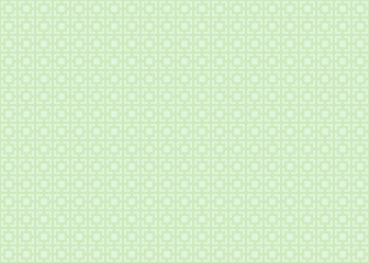 A seamless geometric pattern with a repetitive trellis-like design, consists of green square and cross motifs set against a light green background.