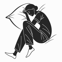 Silhouette of a person sleeping on a pillow sleeping person