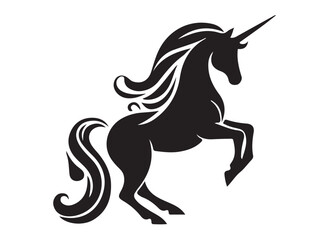 unicorn horses logo silhouette vector, silhouette head unicorn silhouette vector illustration, unicorn silhouette vector, magic unicorn horses logo silhouettes vector on a white background