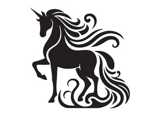 unicorn horses logo silhouette vector, silhouette head unicorn silhouette vector illustration, unicorn silhouette vector, magic unicorn horses logo silhouettes vector on a white background