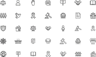 Human rights day line icons set. equality, freedom, justice. vector illustration