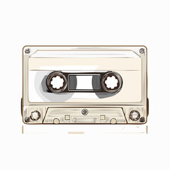 Fototapeta premium Illustration of a vintage audio cassette tape, a retro music storage medium.