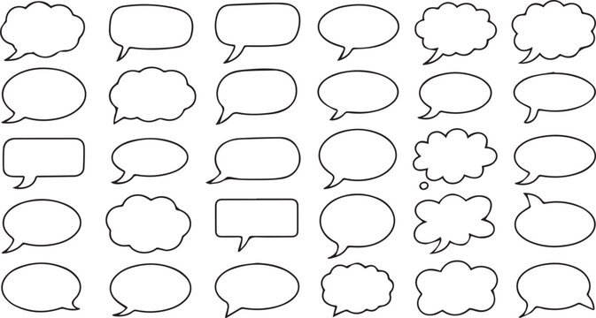Vector art of set of hand drawn speech bubbles for design