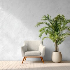Cozy Interior Decor with a Modern Chair and a Plant