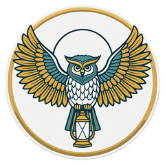 A stylized illustration of a hiker kneeling on a mountain terrain.