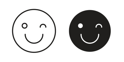 Smile wink icon. flat and stroke style Collection. simple symbol