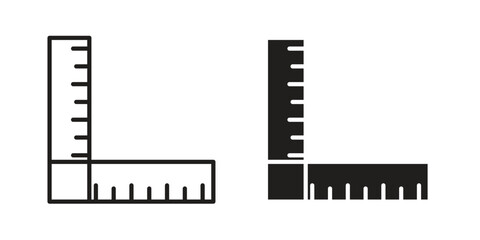 Ruler combined icon. flat and stroke style Collection. simple symbol