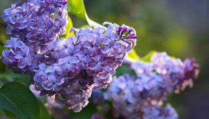 Double Bluish Lilac Flowers On Lilac Branch Syringa Vulgaris