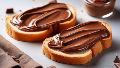 Delicious Bread Slices Spread With Chocolate Creamy Topping