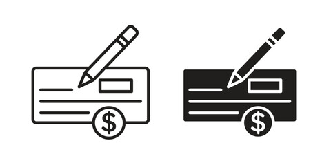 Money check icon. flat and stroke style Collection. simple symbol