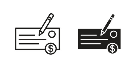 Money check icon. flat and stroke style Collection. simple symbol