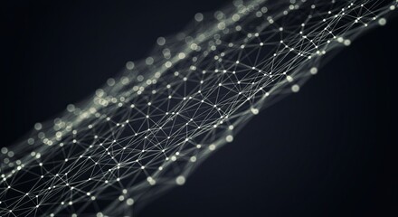 Futuristic Abstract Polygonal Low Poly Dark Space Background with Connecting Dots and Lines.