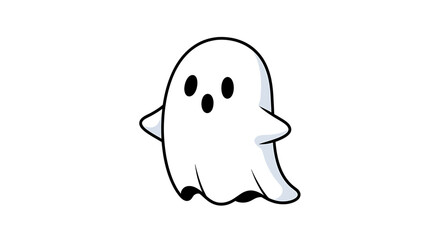 A cute, cartoonish white ghost with wide eyes and an open mouth, depicted against a plain white background.
