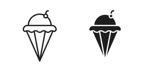 Ice cream icon. flat and stroke style Collection. simple symbol