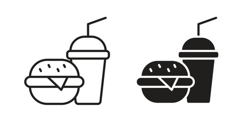 Hamburger soda icon. flat and stroke style Collection. simple symbol