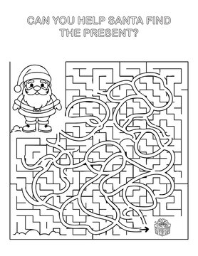 Christmas Maze help santa find the presents
