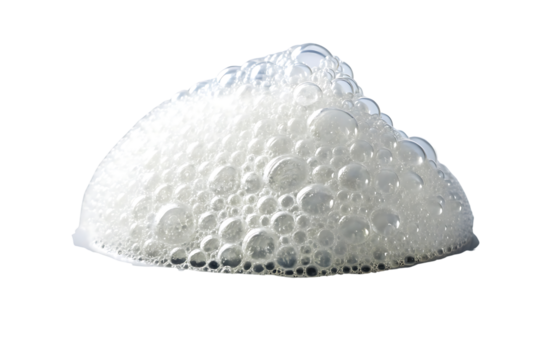 Pile of White Foam with Bubbles on Black Background Soap Suds Concept for Cleanliness and Hygiene