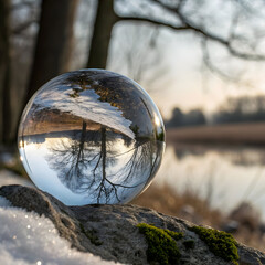 Crystal clear sphere a 3d render of a perfect glass ball