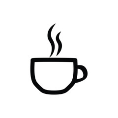 Coffee cup vector icon. Cup of coffee or tea. Hot drink icon. Cup coffe with steam