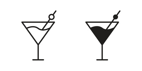 Cocktail icon. flat and stroke style Collection. simple symbol
