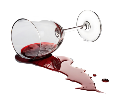 Spilled Red Wine in a Glass on Black Background Represents Accidental Waste and Loss of Good Taste