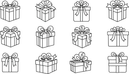 Seamless pattern of hand-drawn gift boxes for Christmas design