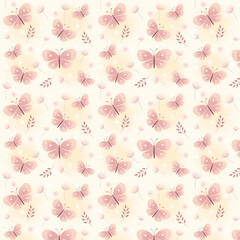 Butterflies seamless pattern in pink and coral.