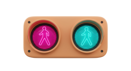 Pedestrian crossing light PNG isolated on transparent background, walk and don t walk signal for road safety and urban planning