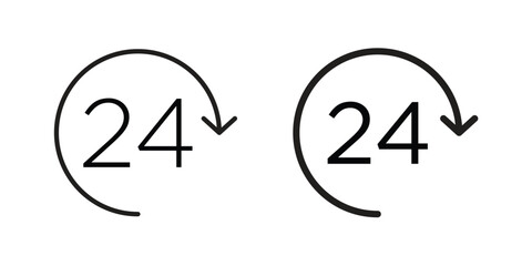 24 Hrs icon. flat and stroke style Collection. simple symbol