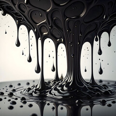 Abstract dripping black liquid