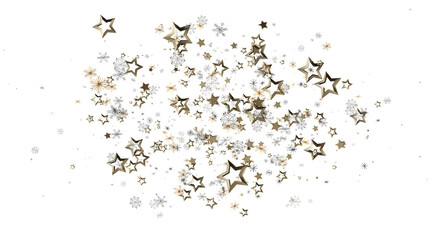 Sparkling gold stars and snowflakes on white. Perfect for holidays, celebrations, and winter themes.