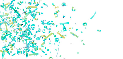 Festive background with teal and gold confetti. Perfect for celebrations, parties, and events.