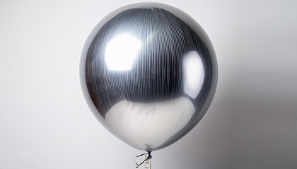 A Shiny Silver Foil Balloon With A Round Shape Floats Against A Clean White Backdrop Its Metallic Surface Reflecting Light Creating A Festive Impression Indeed