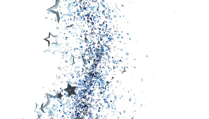 Stunning image of silver and blue stars bursting across a white background. Perfect for celebrations, holidays, and magical designs.