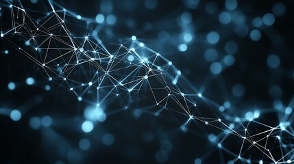 Abstract digital network, glowing nodes and connections
