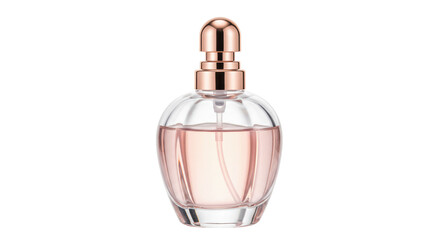 Elegant perfume bottle with pink liquid isolated, luxury fragrance in glass container for women s beauty and personal care product