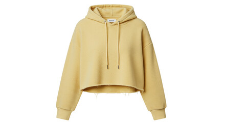Yellow fleece hoodie isolated on white, casual sweatshirt for women s fashion and cozy loungewear © Sofix