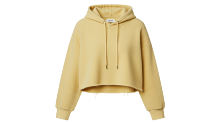Yellow fleece hoodie isolated on white, casual sweatshirt for women s fashion and cozy loungewear