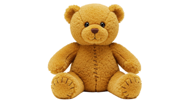Brown teddy bear isolated on transparent background, cute stuffed animal toy for kids and decoration, soft plush toy for children - Powered by Adobe