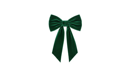 Elegant emerald green velvet bow isolated on transparent background, festive decoration for Christmas and holiday season © Sofix