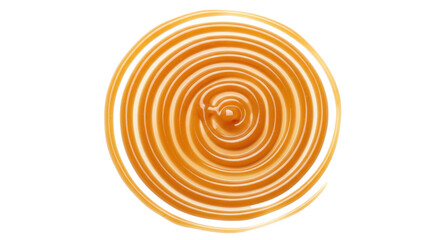 Caramel sauce swirl isolated on transparent background, sweet dessert topping for ice cream and...