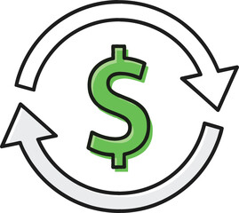 Money Exchange Icon with Dollar and Arrows &ndash; Minimal Vector Illustration Isolated on White Background