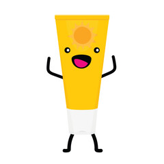 Sunscreen SPF cream tube with smiling face