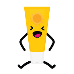 Sunscreen SPF cream tube with smiling face