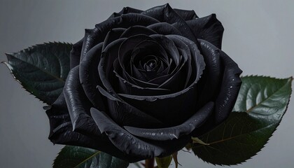 Single red rose on black background romantic flower blossom