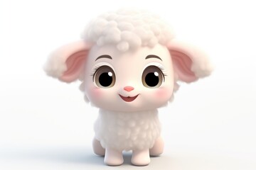 Cute baby sheep background cartoon nature white.